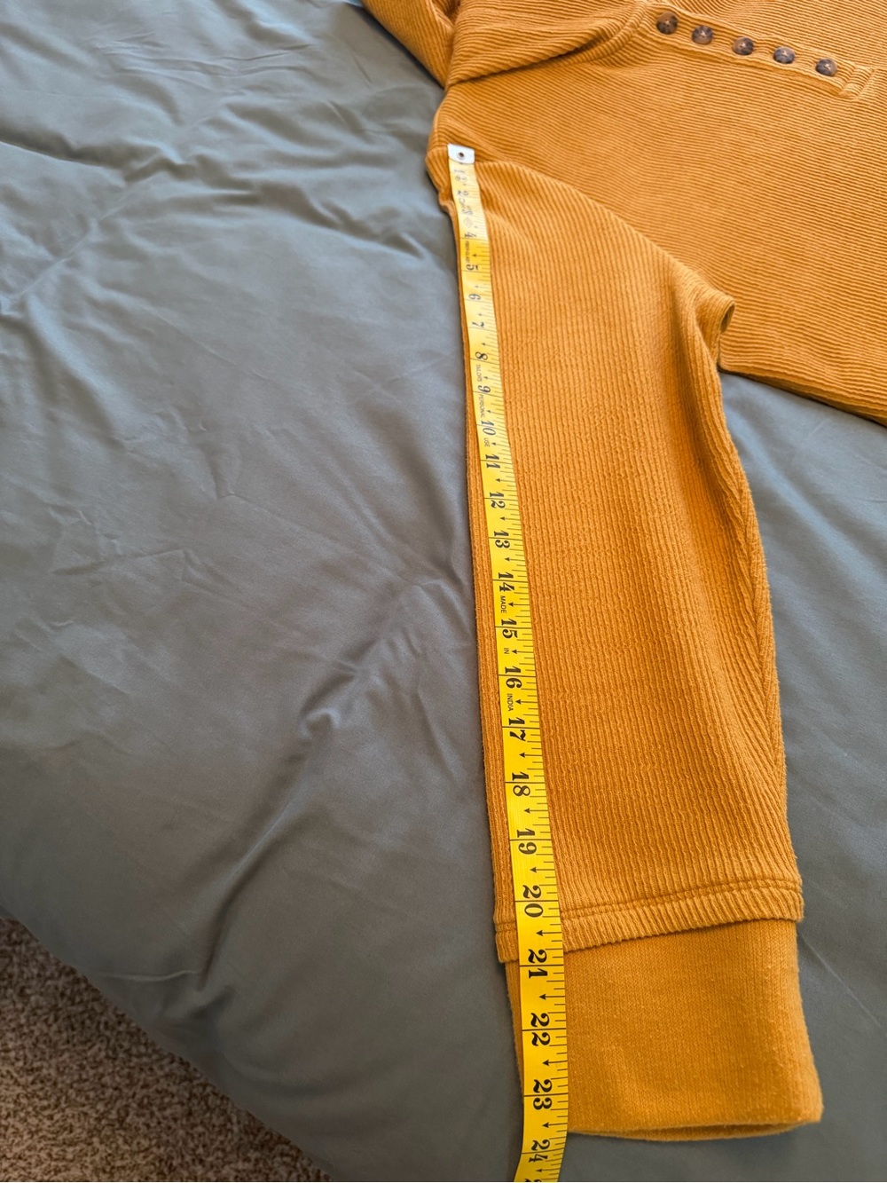 J. Jill Mustard Waffle Knit Tunic Hoodie Pullover Size L - Picture 9 of 11